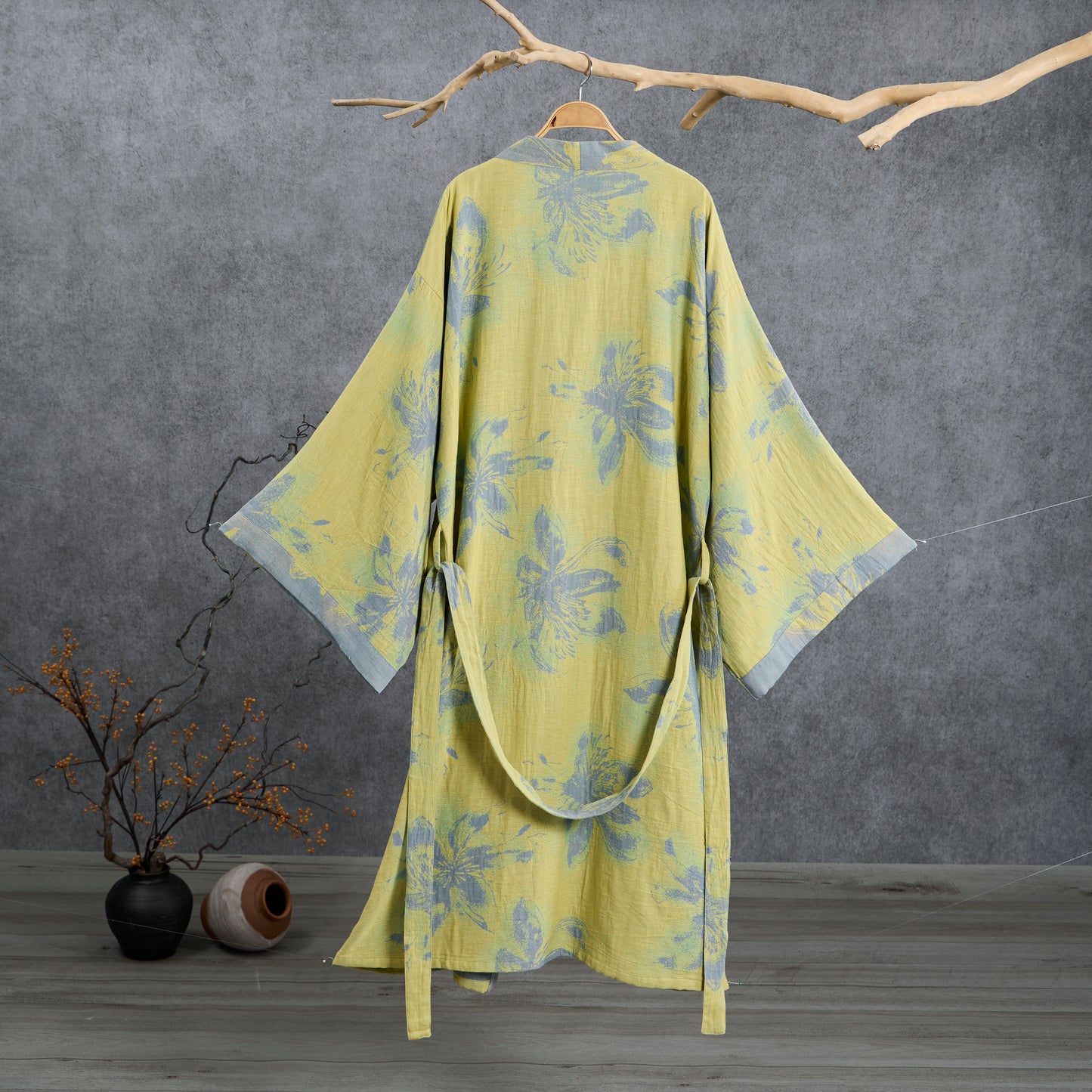 Azure Cotton Gauze Kimono Bathrobe - image 1