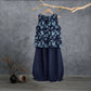 Retro Navy Blue Floral Cotton Tank Loungewear Set - image 1