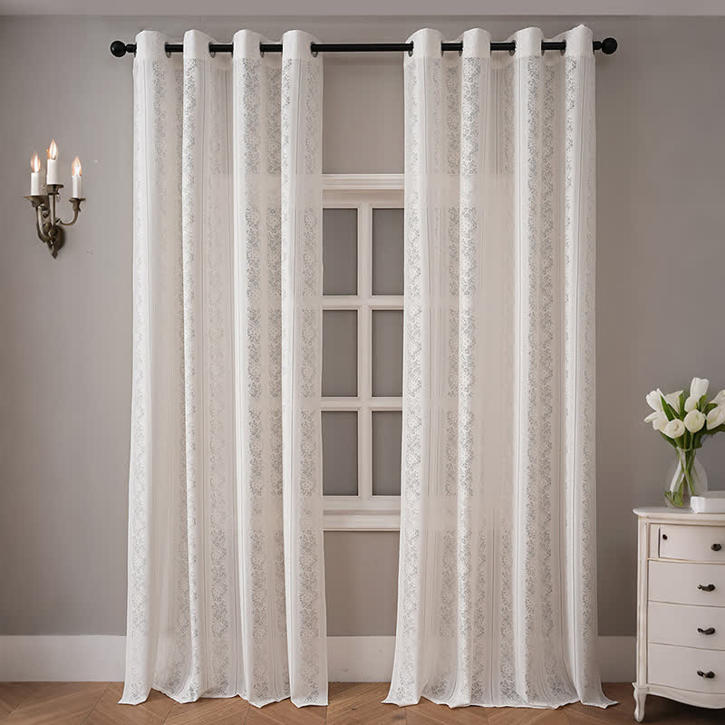 Vertical Stripe Light Filtering Grommet Window Drape - image 1