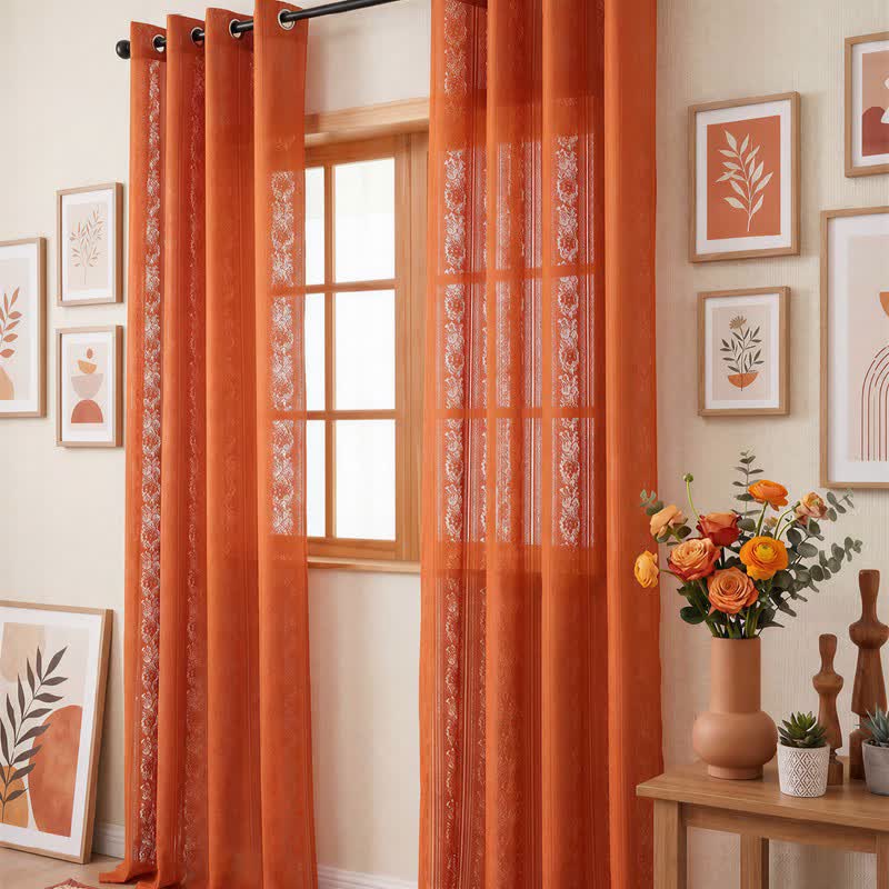 Vertical Stripe Light Filtering Grommet Window Drape - image 8