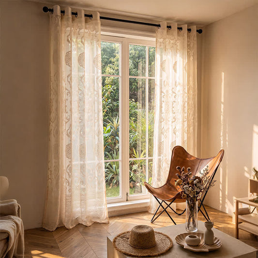 Vintage Lace Light Filtering Window Drape - Beige - 55"W x 102"L - image 0