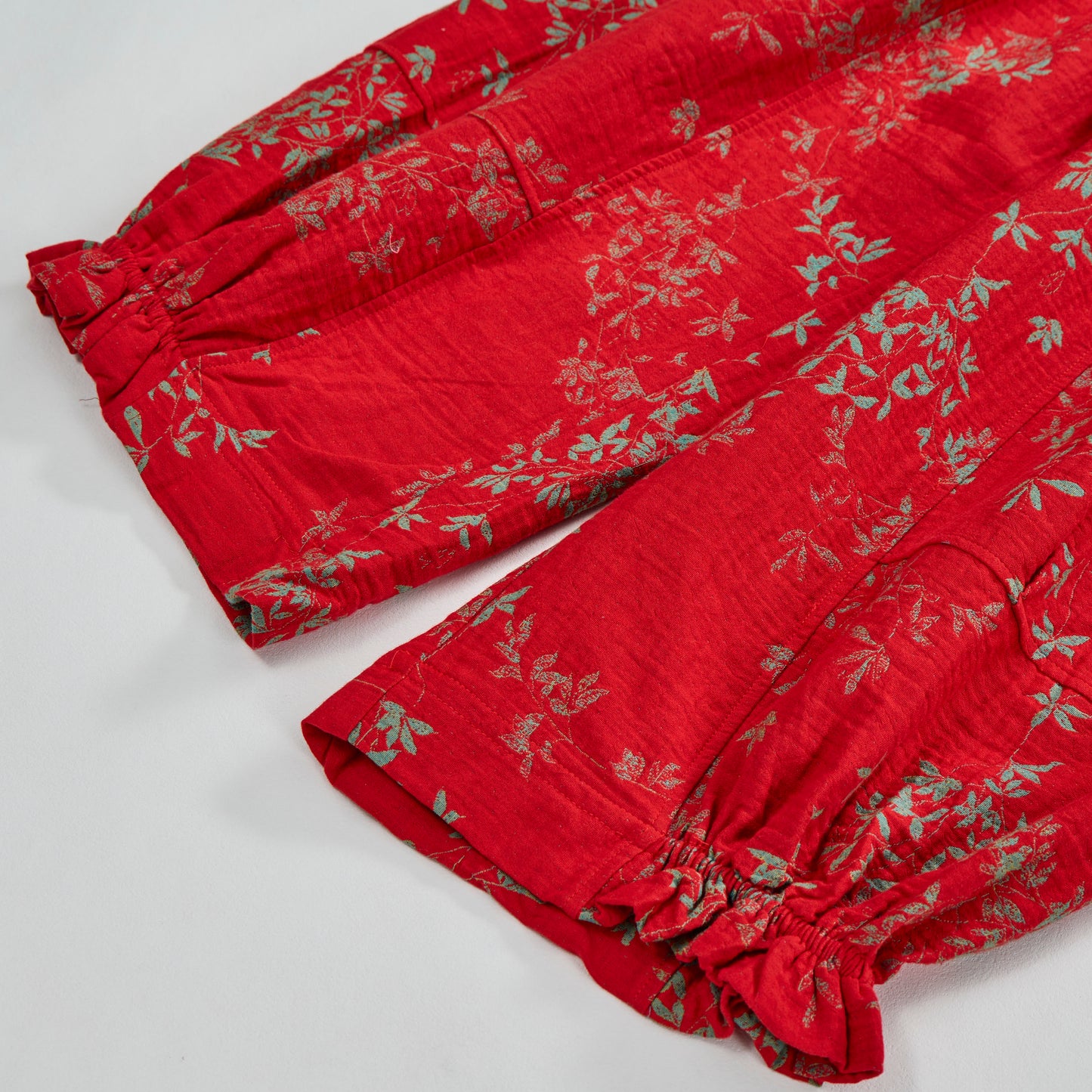 Red Floral Cotton Loungewear Pants - image 4