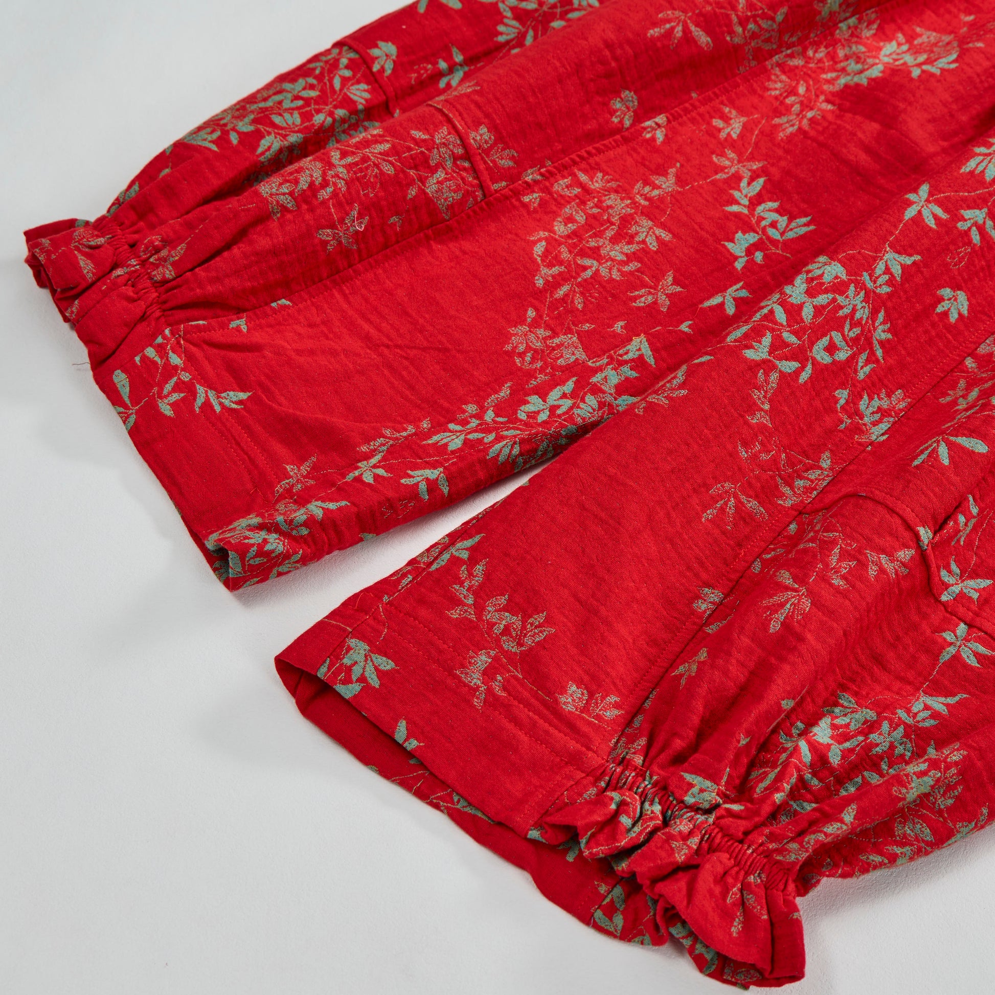 Red Floral Cotton Loungewear Pants - image 4