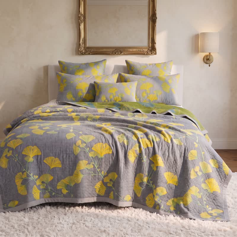 Retro Garden Flower Cotton Reversible Quilt - image 2