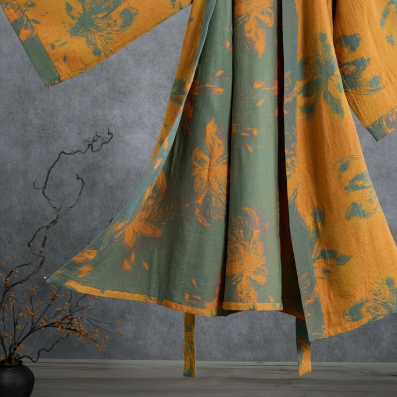 Reversible Vintage Floral Cotton Kimono Robe - image 7
