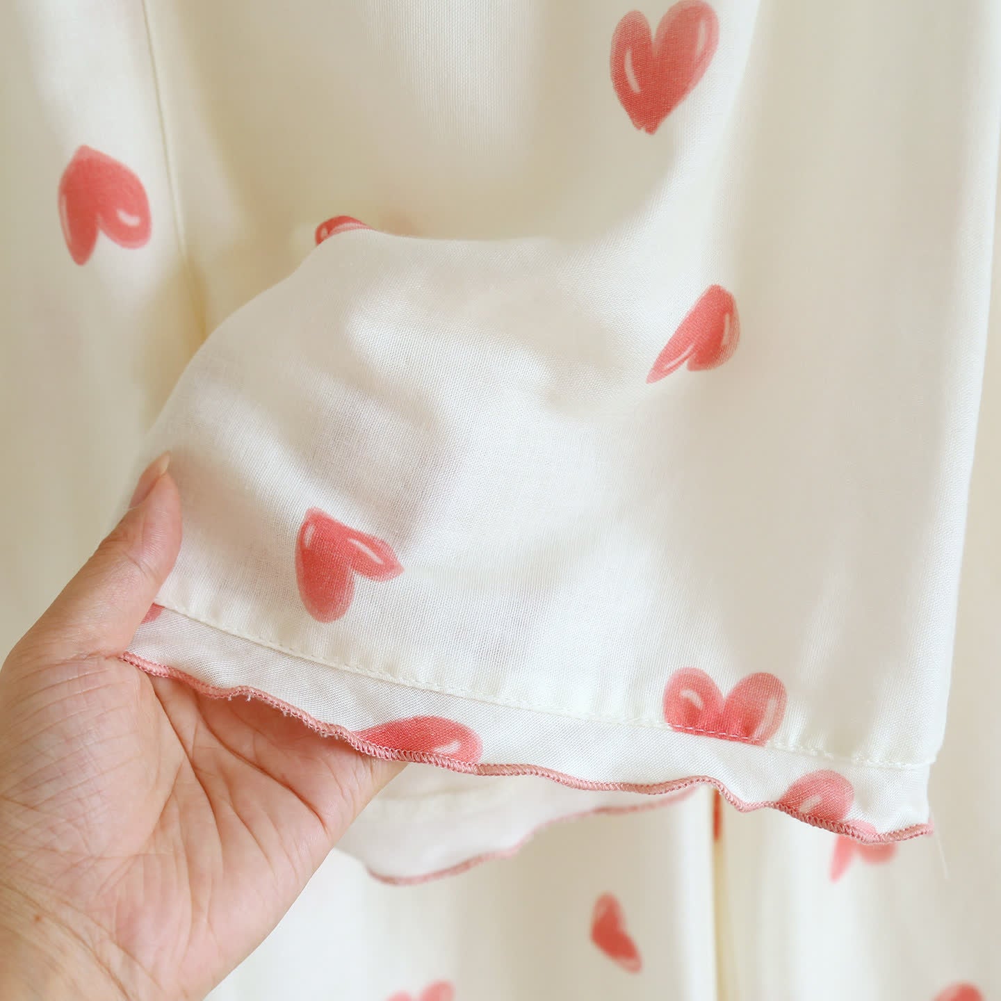 Heart Print Cotton Gauze Loungewear Set（3pcs） - image 7