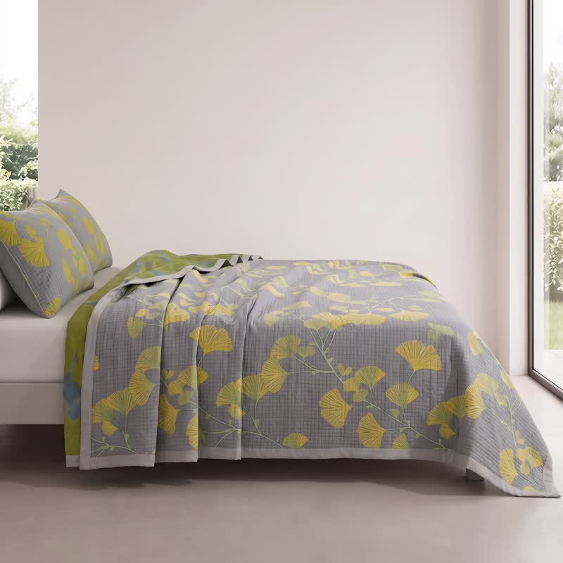Retro Garden Flower Cotton Reversible Quilt - image 3