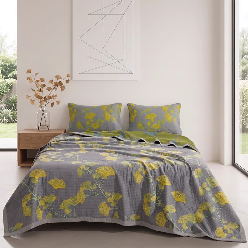 Retro Garden Flower Cotton Reversible Quilt - image 11