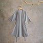Retro Geometric Border Cotton Lounge Robe - Gray - XL - image 6