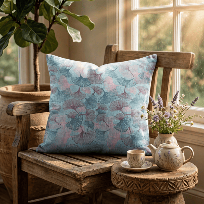 Vintage Ginkgo Leaf Throw Pillow Cover - image 1