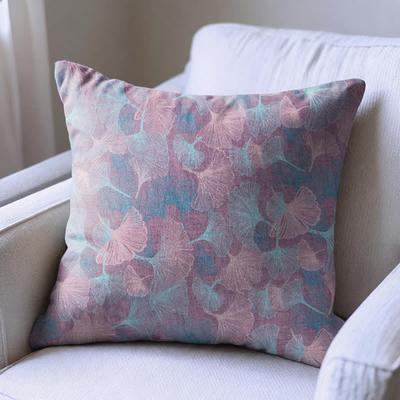 Vintage Ginkgo Leaf Throw Pillow Cover - Purple - 18" × 18" - With Insert - image 5
