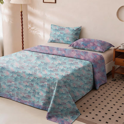 Muted Vintage Ginkgo Leaf Cotton Bedding Set - Blue - 2PCS Pillowcases - 40" x 20" - image 0