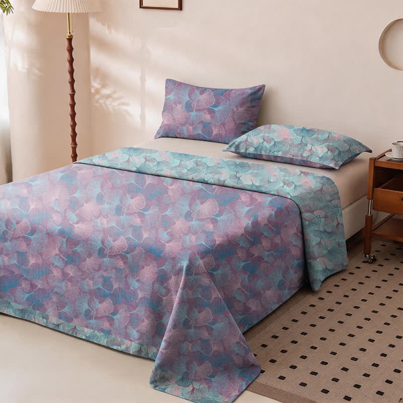 Muted Vintage Ginkgo Leaf Cotton Bedding Set - image 3