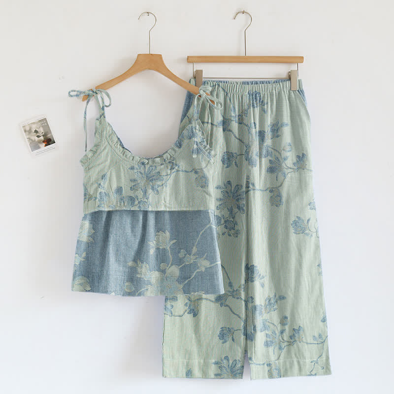 Vintage Floral Cotton Cami Loungewear Set - image 5