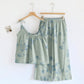 Vintage Floral Cotton Cami Loungewear Set - Green - XL - image 4