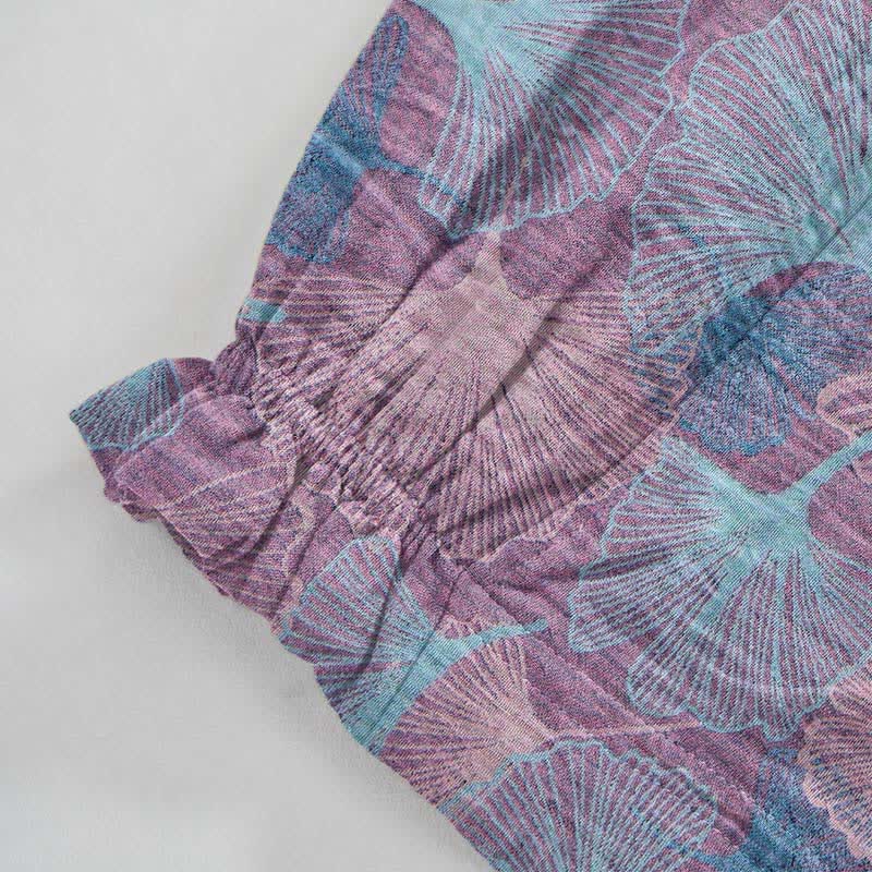 Vintage Ginkgo Leaf Cotton Lounge Pants - image 8