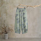 Retro Botanical Ginkgo Leaf Cotton Lounge Pants - Green - XL - image 5