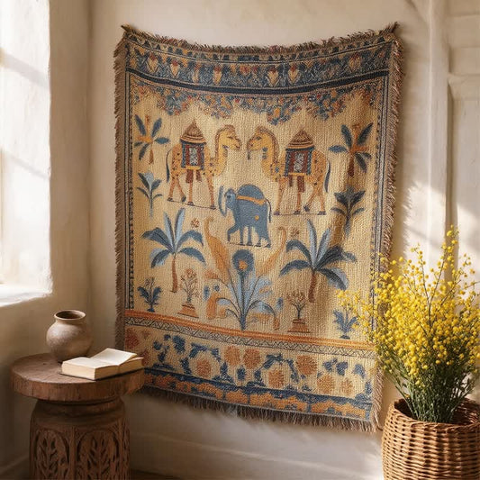 Vintage Camel Elephant Multi‑Purpose Throw - 63" x 51" - image 0