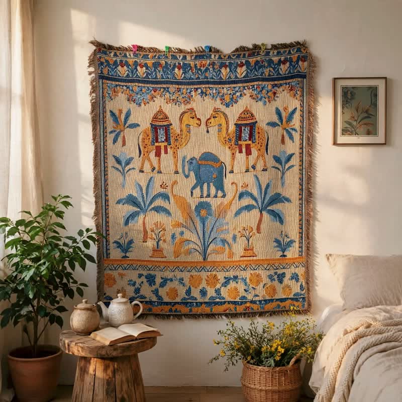 Vintage Camel Elephant Multi‑Purpose Throw - image 1