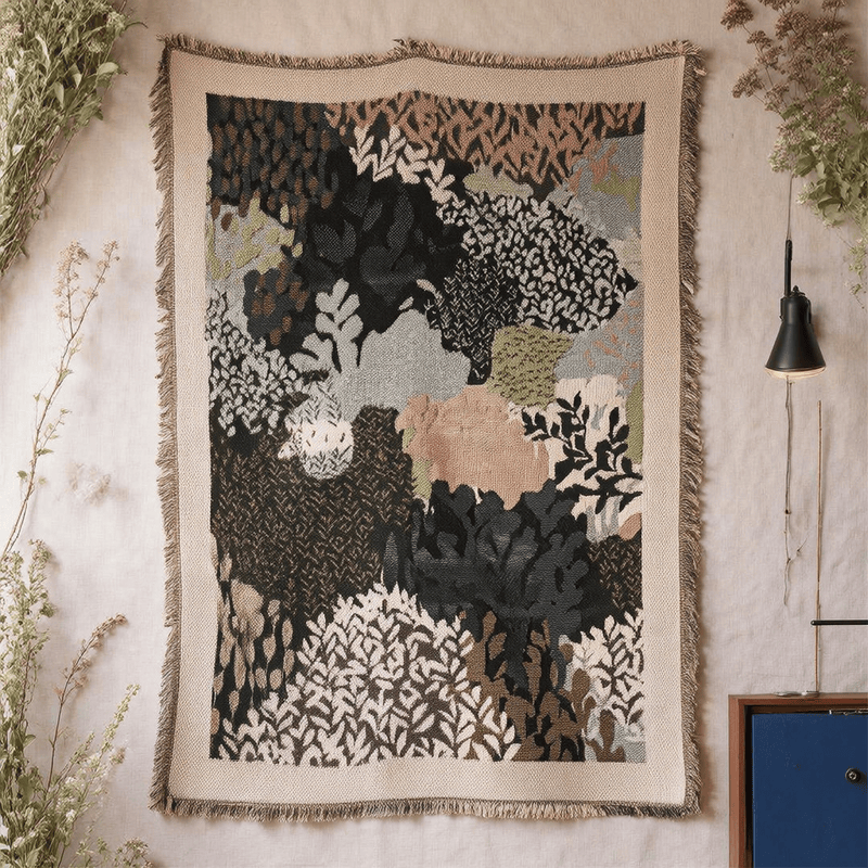 Abstract Forest Foliage Throw Blanket - 71" x 51" - image 0