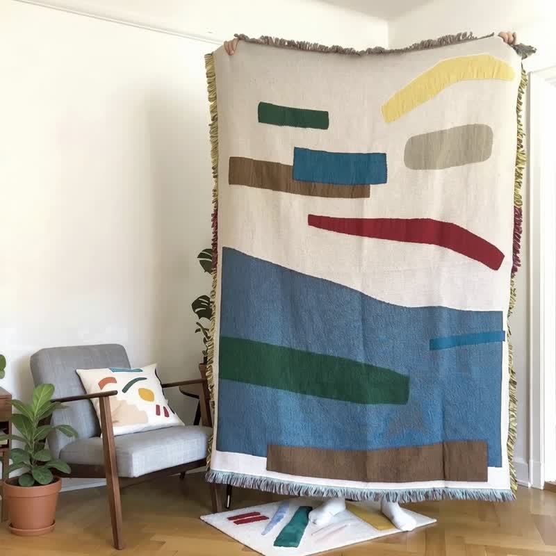 Artistic Geometric Fringed Tasseled Throw - image 2