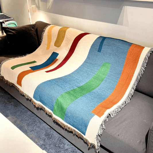 Artistic Geometric Fringed Tasseled Throw - 63" x 87" - image 0