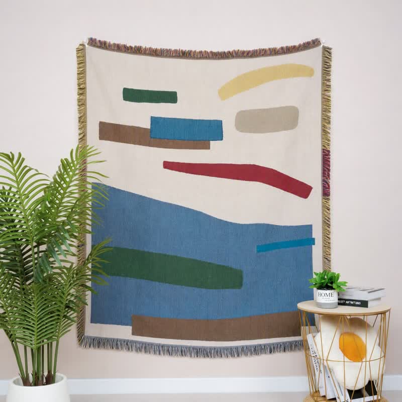 Artistic Geometric Fringed Tasseled Throw - image 1
