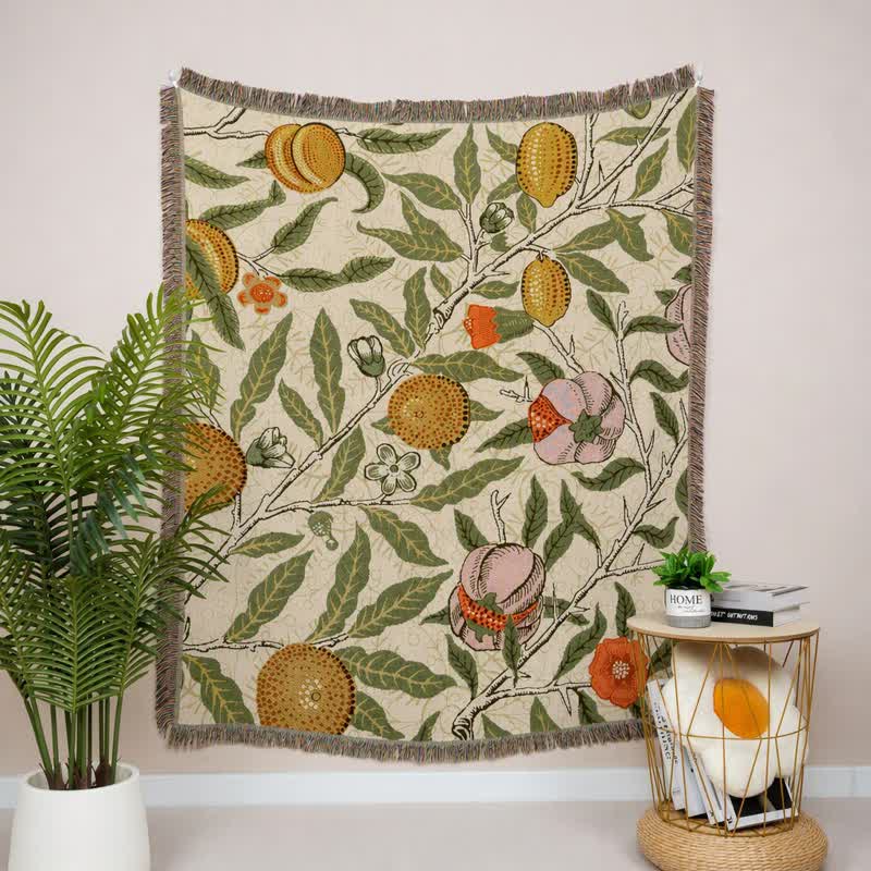 Vintage Pomegranate Floral Botanical Throw Blanket - image 1