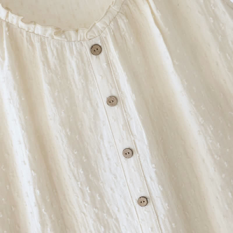 Beige Cotton Textured Sleeveless Lounge Dress - image 8