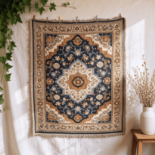 Retro Persian Floral Medallion Fringed Throw Blanket - 51" x 63" - image 0