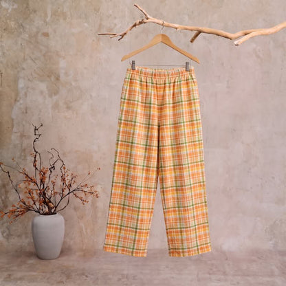 Orange‑Soda Plaid Cotton Gauge Lounge Pants - XL - image 0
