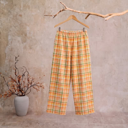 Orange‑Soda Plaid Cotton Gauge Lounge Pants - XL - image 0