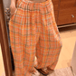 Orange‑Soda Plaid Cotton Gauge Lounge Pants - image 1