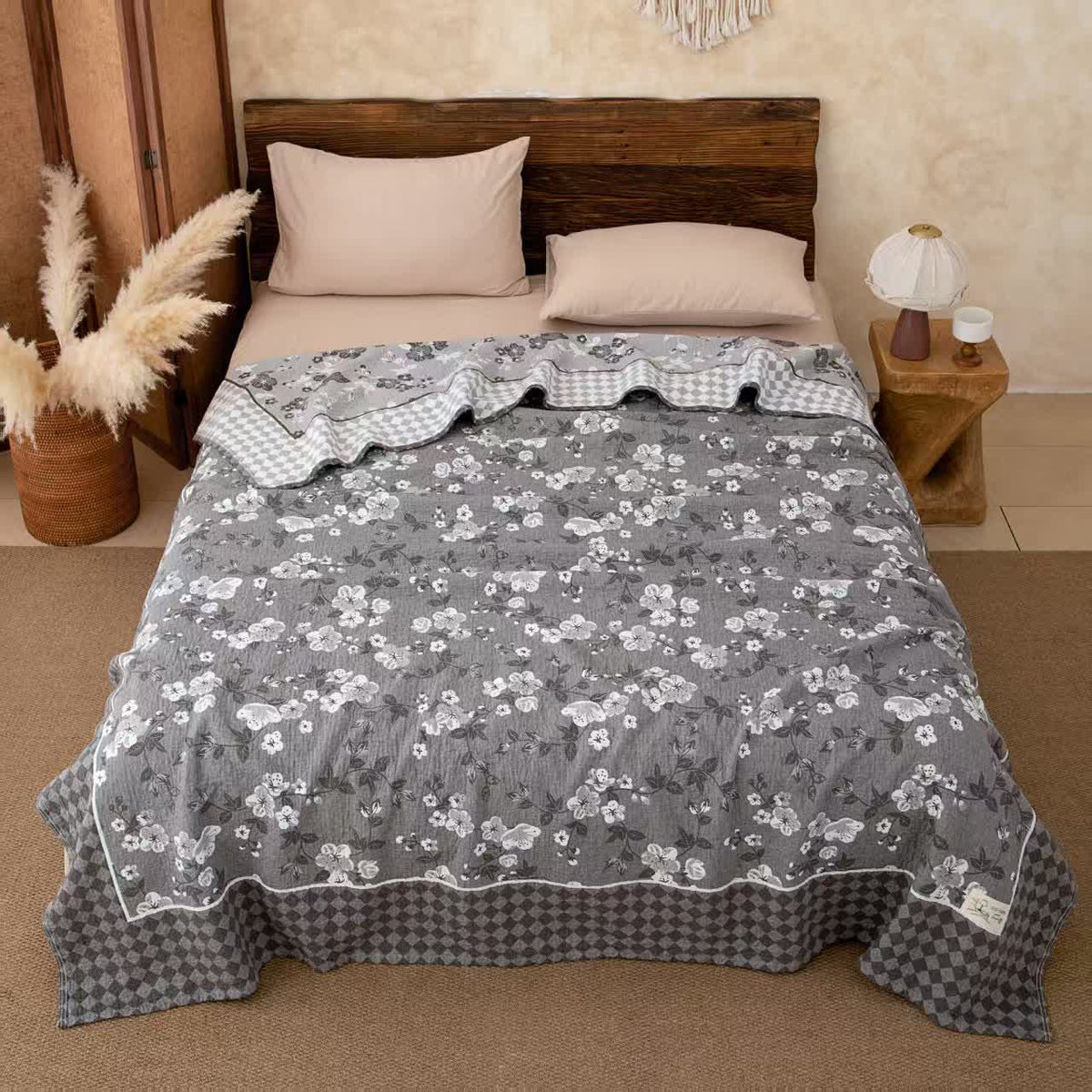Ownkoti Prairie Garden Lightweight Bedspread Quilt - Gray - King - image 1