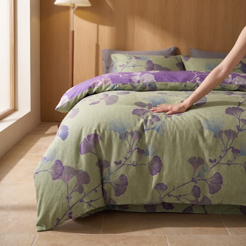 Retro Ginkgo Leaf Cotton Reversible Bedding Set - image 10