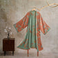 Retro Ginkgo Leaf Cotton Kimono Robe - Red & Green - XL - image 16