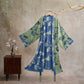 Retro Ginkgo Leaf Cotton Kimono Robe - Glass Green & Deep Blue - XL - image 22