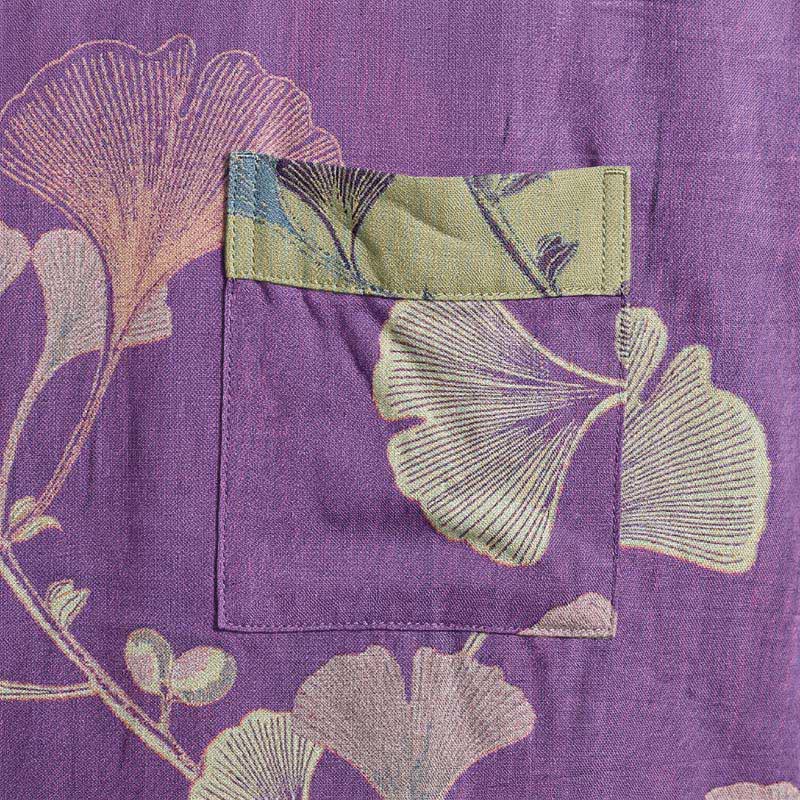 Retro Ginkgo Leaf Cotton Kimono Robe - image 4