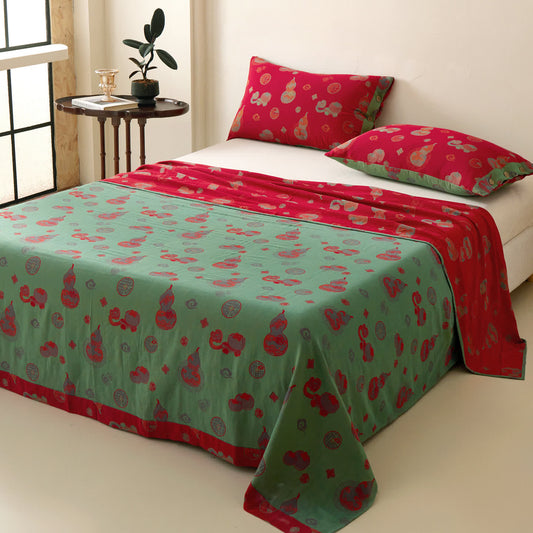 Gourd Pattern Muslin Reversible Coverlet Bedspread - 2PCS Pillowcases - 19" x 29" - image 0