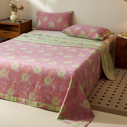 Dreamy Pastel Garden Cotton Muslin Bedspread - 2PCS Pillowcases - 19" x 29" - image 0