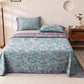 Muted Vintage Ginkgo Leaf Cotton Bedding Set - Blue - Bedspread with 2PCS Pillowcases - King - image 3