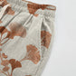 Beige Base Rust Ginkgo Leaf Pattern Cotton Lounge Pants - image 3