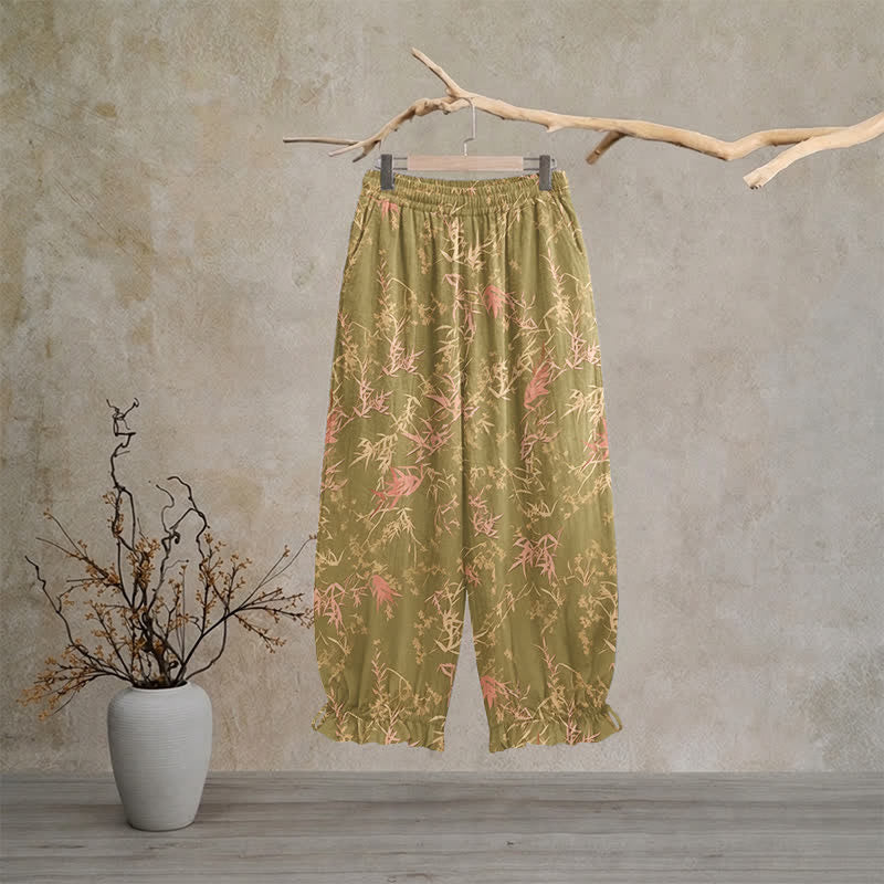 Retro Olive Green Bamboo Lounge Pants - XL - image 0