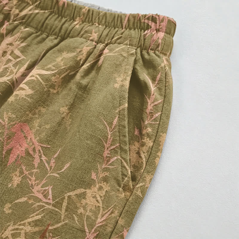 Retro Olive Green Bamboo Lounge Pants - image 3