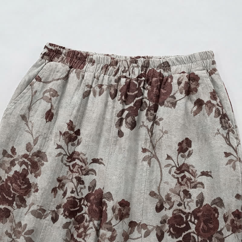 Vintage Light Gray Rose Loose Lounge Pants - image 2