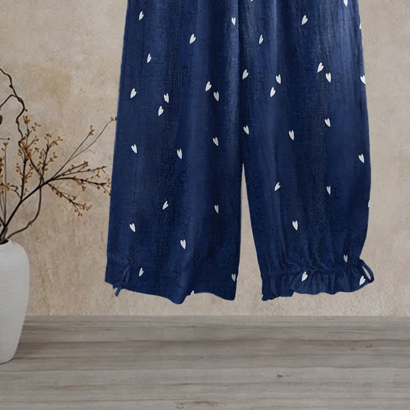Whimsical Navy Blue Heart‑Print Lounge Pants - image 1