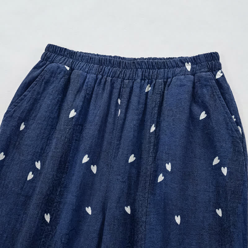 Whimsical Navy Blue Heart‑Print Lounge Pants - image 2
