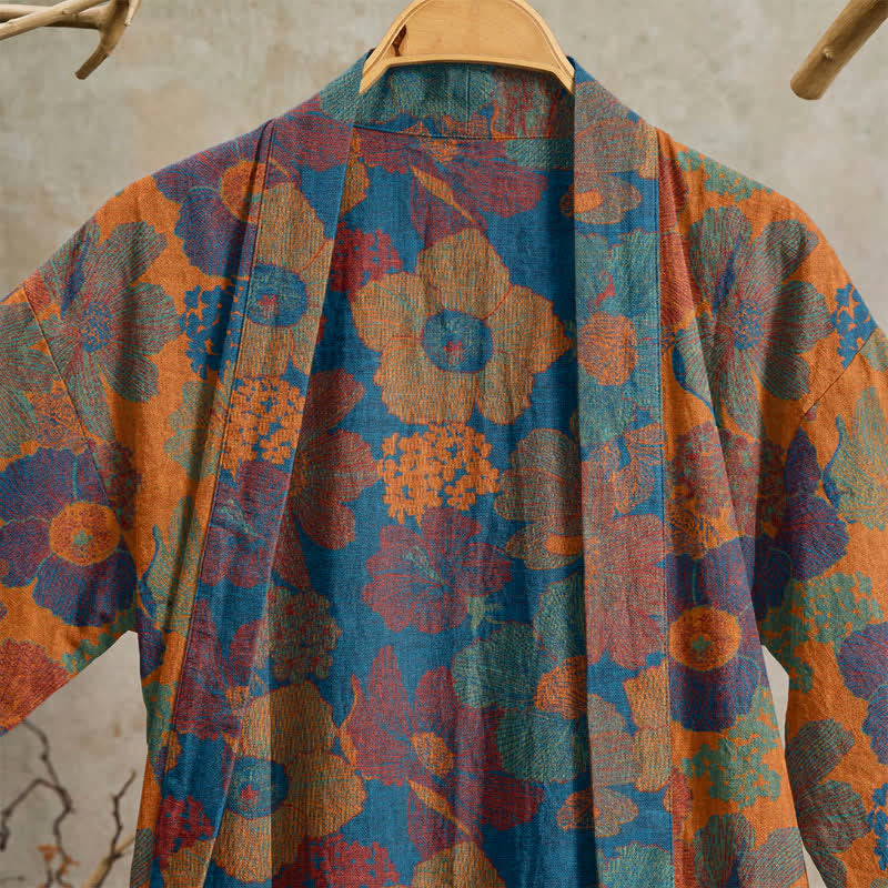 Vintage Flower Cotton Kimono Robe - image 2