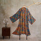 Vintage Flower Cotton Kimono Robe - Blue - XL - image 5