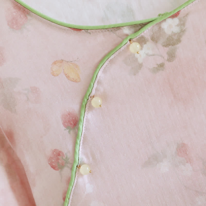Pink Strawberry Cotton Lounge Nightgown - image 2